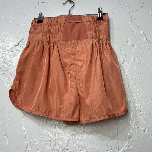Free People The Way Home Orange Nylon High Waisted Shorts Size L - Picture 4 of 10